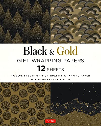 [9780804852104] Black and Gold Gift Wrapping Papers - 12 Sheets of High-Quality 18 X 24 Inch Wrapping Paper